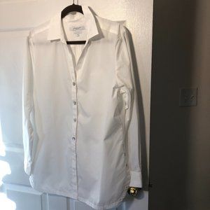 Foxcroft women white no wrinkle long sleeve tunic-style shirt, 16